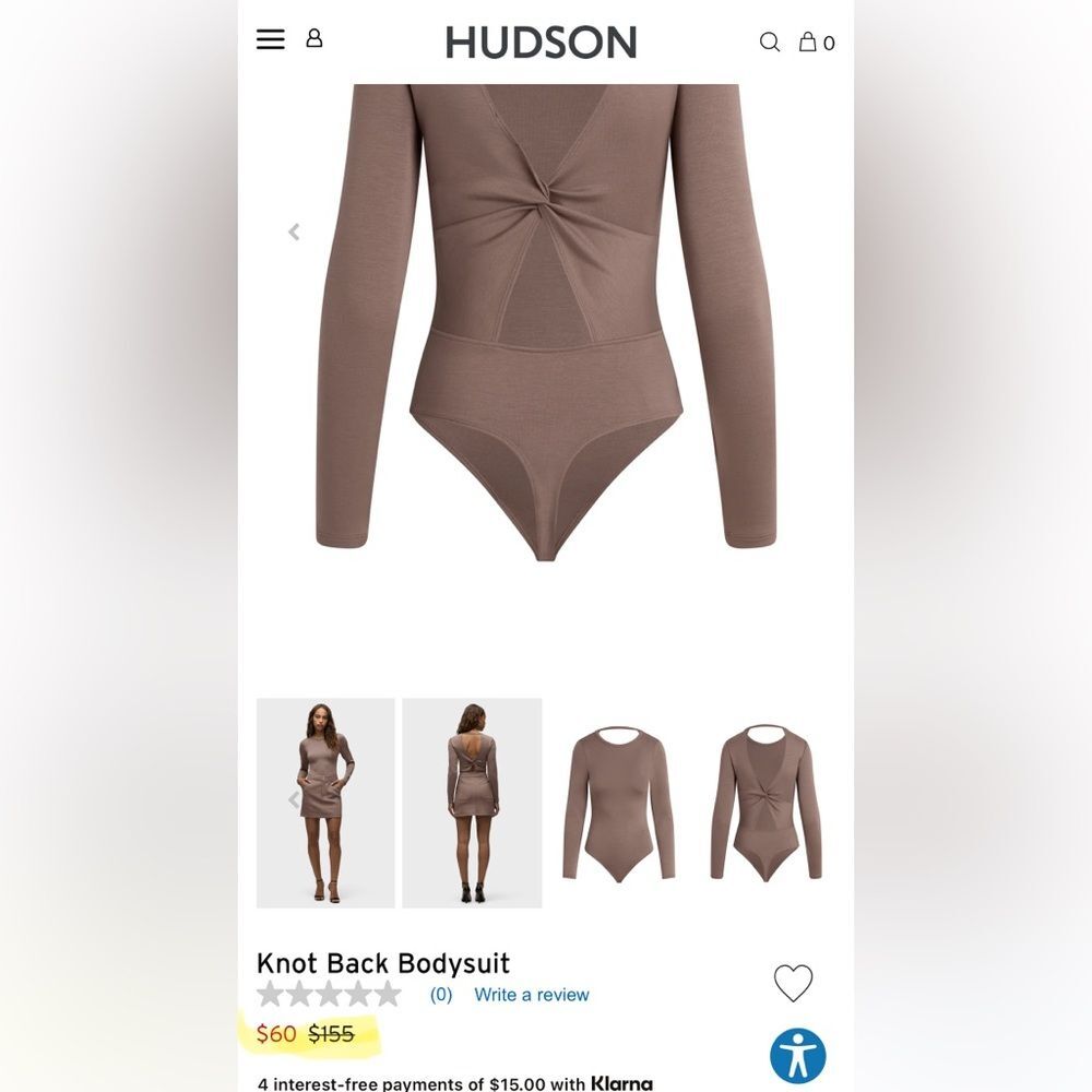 HUDSON XL The Knot Back Bodysuit in Deep Taupe SCULTPTING - Picture 5 of 7